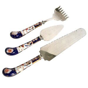 Royal Crown Derby Traditional Imari Hostess Set With Painted China Handles